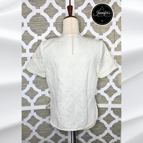 Rhyme Los Angeles Cream Floral & Herringbone Rhinestone Embellished Blouse M - Picture 10 of 16